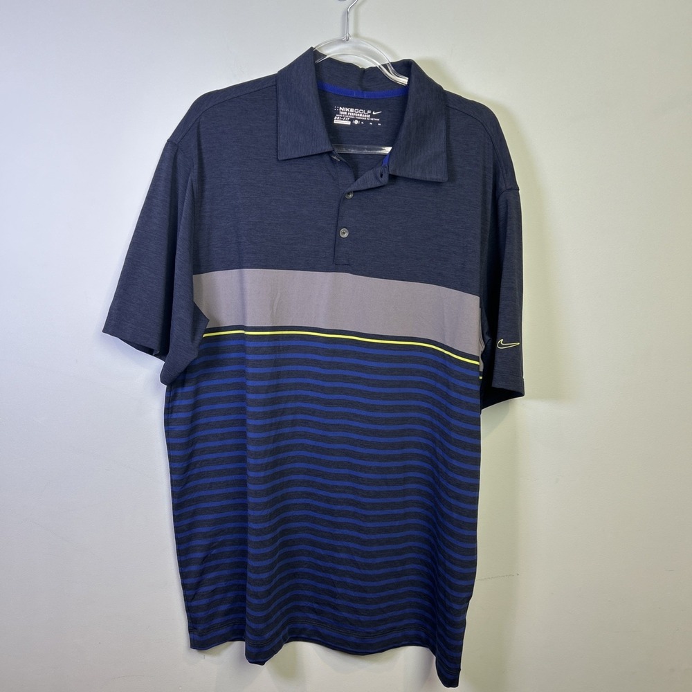 Nike Golf Dri-Fit Tour Performance Blue/Gray Polo Shirt Size XL